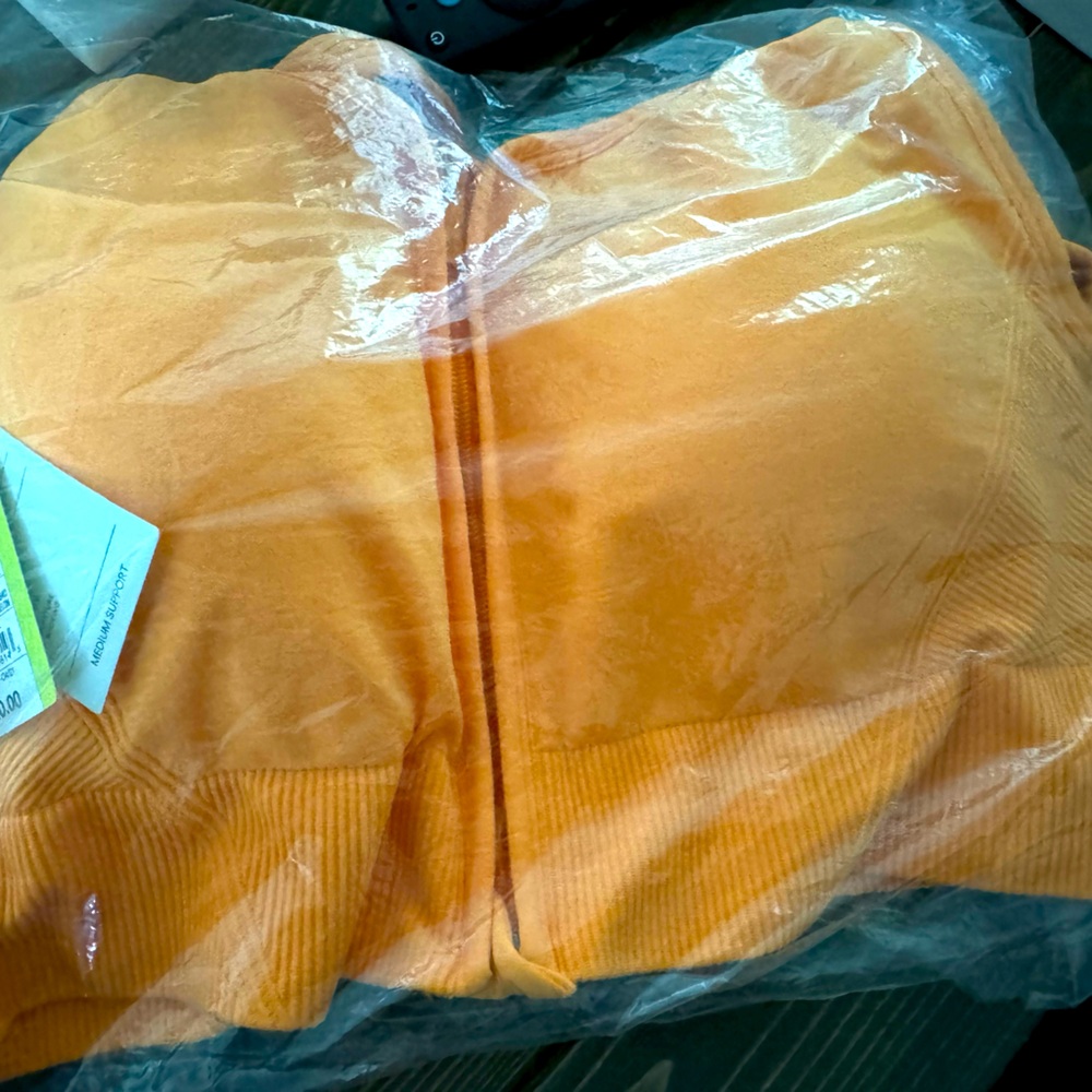 NWT orange zip medium support sports bra